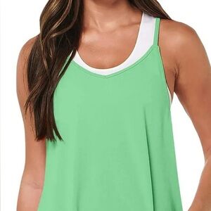 Women's Green Tank Top Romper Pantsuit Shorts